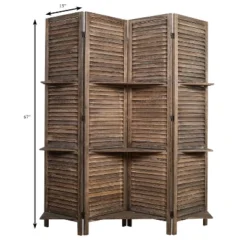 Rancho 4 Shelf Panel Folding Screen Room Partition Paulownia Wood - Proman Products -Furniture Sale Store GUEST 383576da df12 48d7 9476 dba8916405f4