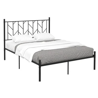 Costway Full/Qween/Twin Size Metal Platform Bed Frame Vintage Headboard Mattress Foundation Black 8 Costway Full/Qween/Twin Size Metal Platform Bed Frame Vintage Headboard Mattress Foundation Black - Image 8