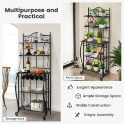 Costway 5-Tier Metal Kitchen Bakers Rack Microwave Storage Rack Oven Stand With Wine Organizer 15 Costway 5-Tier Metal Kitchen Bakers Rack Microwave Storage Rack Oven Stand With Wine Organizer -Furniture Sale Store GUEST 385f5c52 8955 4700 929d 8f7656e70168
