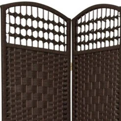 5 1/2 Ft. Tall Fiber Weave Room Divider - Dark Mocha (3 Panels)