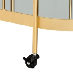 Kamal Glam Brushed Metal And Mirrored Glass 2 Tier Mobile Wine Bar Cart Gold - Baxton Studio -Furniture Sale Store GUEST 39246001 9838 429d a479 8ab308e39ffc