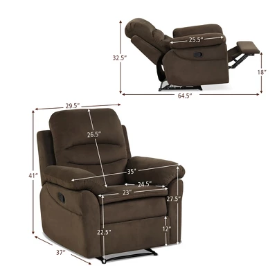 Costway Recliner Chair Single Sofa Armchair Sleeper Lounger W/ Footrest GreyBrown 1 Costway Recliner Chair Single Sofa Armchair Sleeper Lounger W/ Footrest GreyBrown