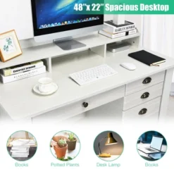 Costway Computer Desk PC Laptop Writing Table Workstation Student Study Furniture White 15 Costway Computer Desk PC Laptop Writing Table Workstation Student Study Furniture White -Furniture Sale Store GUEST 39a945c3 6121 4be6 b3ac 0c30d22bce76