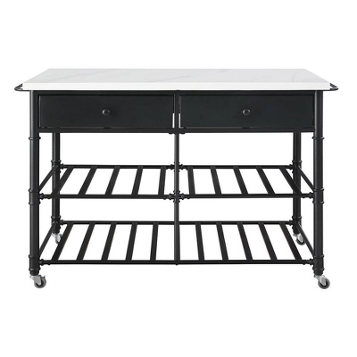 50" Emery Kitchen Island White Cultured Stone/Gray Finish - Acme Furniture 2 50" Emery Kitchen Island White Cultured Stone/Gray Finish - Acme Furniture - Image 2