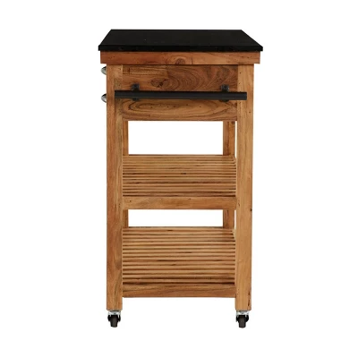 Coastal Wood Kitchen Cart Brown - Olivia & May 6 Coastal Wood Kitchen Cart Brown - Olivia & May - Image 6