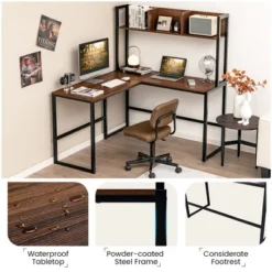 Costway 55''L-Shaped Desk Corner Computer Desk Writing Workstation Table W/Hutch -Furniture Sale Store GUEST 3b1c9fa2 17b0 4a6d 95a8 b3a39b25488a