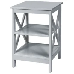 Costway 3-Tier Nightstand End Table X Design Storage Display Shelf Living Room Grey -Furniture Sale Store GUEST 3bb73a16 76c8 4cff 9304 b609976e290b