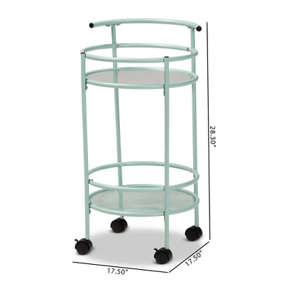 Newell Metal 2 Tier Kitchen Cart Mint Green/Black - Baxton Studio 7 Newell Metal 2 Tier Kitchen Cart Mint Green/Black - Baxton Studio - Image 7