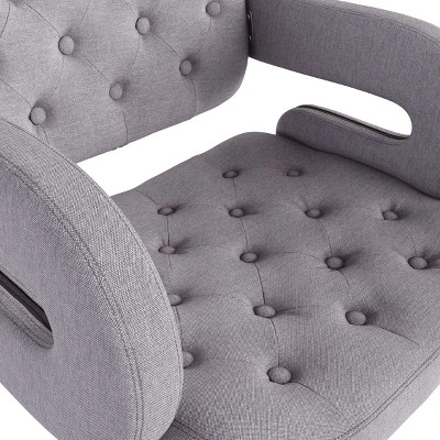 Set Of 2 Adjustable Tufted Fabric Barstool With Armrests - CorLiving 5 Set Of 2 Adjustable Tufted Fabric Barstool With Armrests - CorLiving - Image 5