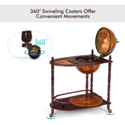 Costway Wood Globe Wine Bar Stand 34'' H 16th Century Italian Rack Liquor Bottle Shelf -Furniture Sale Store GUEST 3c0d4990 baed 45de 8088 e5346f28fb0e