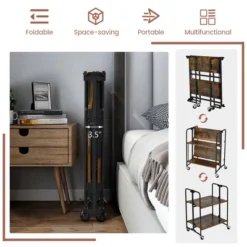 Tangkula 2-Tier Folding Bar Cart Kitchen Serving Island Utility Cart Storage Shelves -Furniture Sale Store GUEST 3c3ec253 32b2 4588 b779 247f800dd9b2