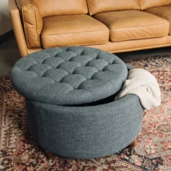 Large Round Tufted Storage Ottoman With Lift Off Lid - WOVENBYRD -Furniture Sale Store GUEST 3cfa4cdf 1335 48c1 88ad bbe5d97818c3