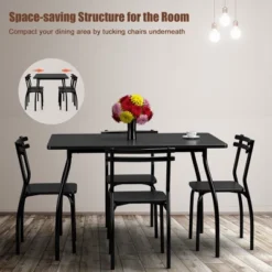 Costway 5 Piece Dining Set Table 30.0" And 4 Chairs Home Kitchen Room Breakfast Furniture Black -Furniture Sale Store GUEST 3d52bb50 ec48 45c6 a594 b5b68b4ade10