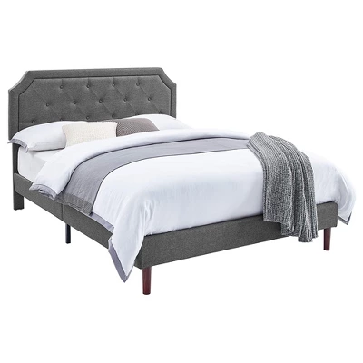 BIKAHOM Upholstered Platform Bed With Button Tufted Headboard, Dark Grey 3 BIKAHOM Upholstered Platform Bed With Button Tufted Headboard, Dark Grey - Image 3