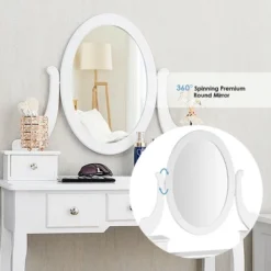 Costway Vanity Table Dressing Table 5 Make Up Table Stool -Furniture Sale Store GUEST 3db854c3 f8b0 45d6 8a8d e330acb7f082