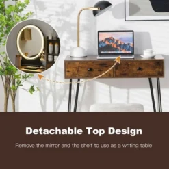 Costway Vanity Table Set Lighted Mirror Storage Drawer Shelf Cushion Stool -Furniture Sale Store GUEST 3dc666de 7160 4fa4 b86e de0fc671f5a9