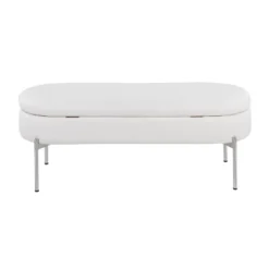 48" Chloe PU Leather/Metal Storage Bench Chrome/White - LumiSource -Furniture Sale Store GUEST 3df0f903 fbcd 48b6 84c4 c595f080cc7b