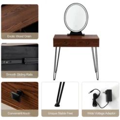 Costway Vanity Makeup Dressing Table W/ 3 Lighting Modes Mirror Touch Switch RusticCoffee -Furniture Sale Store GUEST 3ea98c62 0e58 4620 892d 0e364e755709