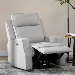 HOMCOM Electric Power Recliner Armchair With USB Charging Station, Sofa Recliner With Linen Upholstered Seat And Retractable Footrest, Gray -Furniture Sale Store GUEST 3ede51c7 564a 457d 9f57 93763a6cea14