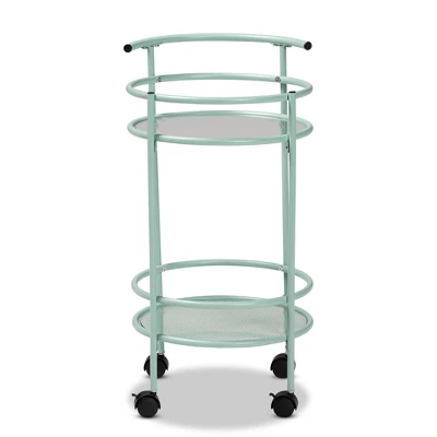 Newell Metal 2 Tier Kitchen Cart Mint Green/Black - Baxton Studio 2 Newell Metal 2 Tier Kitchen Cart Mint Green/Black - Baxton Studio - Image 2