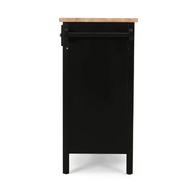 Byway Contemporary Kitchen Cart With Wheels Black/Natural - Christopher Knight Home 11 Byway Contemporary Kitchen Cart With Wheels Black/Natural - Christopher Knight Home - Image 11