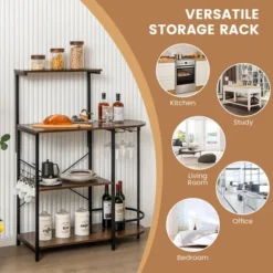 Costway Kitchen Bakers Rack Microwave Stand Coffee Bar W/ S-Hooks & Stemware Holder 15 Costway Kitchen Bakers Rack Microwave Stand Coffee Bar W/ S-Hooks & Stemware Holder -Furniture Sale Store GUEST 3fbb20fb b735 4959 8532 930b81a90532