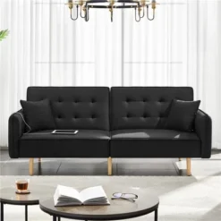 Furniture Sale Store 13 Yaheetech Convertible Sofa Bed Tufted Futon Couch With USB Ports For Living Room