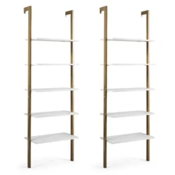 Tangkula 2PCS 5-Tier Ladder Shelf Wood Wall Mounted Display Bookshelf Metal Frame 21 Tangkula 2PCS 5-Tier Ladder Shelf Wood Wall Mounted Display Bookshelf Metal Frame -Furniture Sale Store GUEST 407f3907 1648 4c8b 947e b5451af6e754