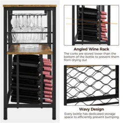 Yaheetech Home Bar Industrial Wine Rack Table With Glass Holder, Wine Bar Cabinet, Rustic Brown -Furniture Sale Store GUEST 4102d137 e82a 4191 8a8b 2bfa5e1094ba