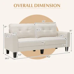 Costway Modern 79.5inch Fabric Loveseat Couch Living Room Sofa For Small Spaces Beige -Furniture Sale Store GUEST 41873b00 777b 49b4 bfa6 7ace43002ed2