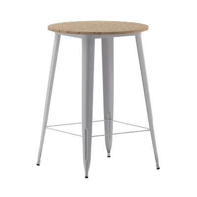 Merrick Lane Indoor/Outdoor Bar Top Table, 30" Round All Weather Poly Resin Top With Steel Base 2 Merrick Lane Indoor/Outdoor Bar Top Table, 30" Round All Weather Poly Resin Top With Steel Base - Image 2