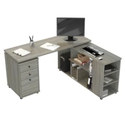 L Shaped Computer Workstation Gray - Inval 9 L Shaped Computer Workstation Gray - Inval -Furniture Sale Store GUEST 420396f6 6ba7 4b4b af4f b9269c305eb3