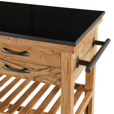 Coastal Wood Kitchen Cart Brown - Olivia & May 4 Coastal Wood Kitchen Cart Brown - Olivia & May - Image 4