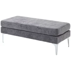 HOMCOM 47.75 Inches End Of Bed Bench, Upholstered Entryway Bench With Double Layer Seat Cushions And Steel Legs, Bedroom Bench -Furniture Sale Store GUEST 4271afe5 937f 45dd 8d83 294fa44bff51