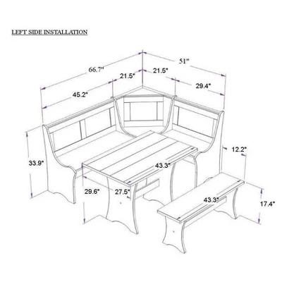 Parkside Antique Nook Dining Set - Linon 10 Parkside Antique Nook Dining Set - Linon - Image 10