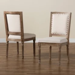 Set Of 2 Louane Fabric Upholstered And Wood Dining Chairs - Baxton Studio -Furniture Sale Store GUEST 42cd93d2 fefa 40ba 8fb6 458712f690ce