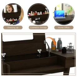 Costway Vanity Table With Flip Mirror Writing Computer Desk Storage Drawer Walnut -Furniture Sale Store GUEST 432b329e b367 43e1 bef9 ef0251fda28b
