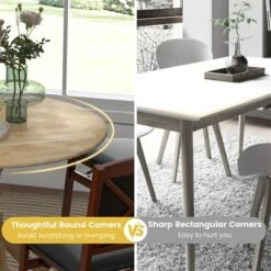 Costway Rustic Dining Table Wooden Dining Table With Round Tabletop & Curved Trestle Legs Natural/Walnut -Furniture Sale Store GUEST 437dc09f 1316 4c8b 9ca8 d05e2d95e47b