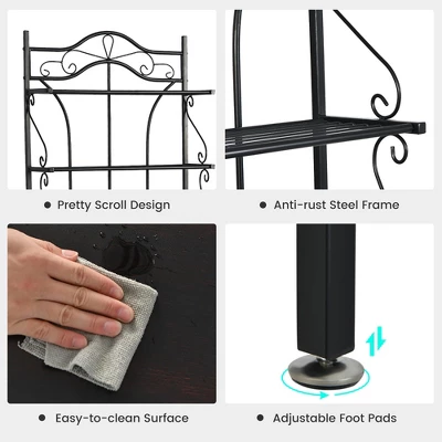 Costway 5-Tier Metal Kitchen Bakers Rack Microwave Storage Rack Oven Stand With Wine Organizer 4 Costway 5-Tier Metal Kitchen Bakers Rack Microwave Storage Rack Oven Stand With Wine Organizer - Image 4