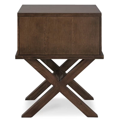 Mirrored Diamond Filigree X Base Nightstand/Table Walnut - Leick Home 6 Mirrored Diamond Filigree X Base Nightstand/Table Walnut - Leick Home - Image 6