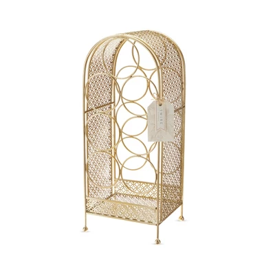 Twine Trellis Wine Rack, Holds 7 Bottles, Gold Countertop Wine Storage, Cast Iron 6 Twine Trellis Wine Rack, Holds 7 Bottles, Gold Countertop Wine Storage, Cast Iron - Image 6