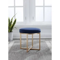 18" Round Ottoman With Metal Base - WOVENBYRD -Furniture Sale Store GUEST 44968483 e88d 497f 9389 87cbb2aca4eb