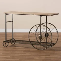 Terence Vintage Industrial Natural Wood And Metal Wheeled Console Table Black - Baxton Studio 11 Terence Vintage Industrial Natural Wood And Metal Wheeled Console Table Black - Baxton Studio -Furniture Sale Store GUEST 44c205ad 8722 4ff8 b25f 2503d30d3ef0