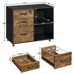 Yaheetech Vintage Mobile Letter Size Rolling File Cabinet With Drawer And Open Shelf For Home Office -Furniture Sale Store GUEST 44de832d 908f 49a5 a309 568eec472a2c 1