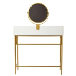 Randburg Vanity Table With Mirror White/Gold - Aiden Lane -Furniture Sale Store GUEST 44df95d9 d730 401d 94b5 c2078310e8d0