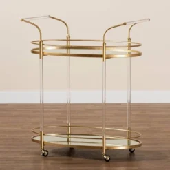 Nakano Metal And Glass 2 Tier Wine Cart Gold/Mirror - Baxton Studio 11 Nakano Metal And Glass 2 Tier Wine Cart Gold/Mirror - Baxton Studio -Furniture Sale Store GUEST 45032b5e 8135 4081 b512 1cb2941ca273