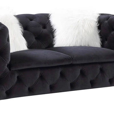 68" Phifina Sofa Black Velvet - Acme Furniture 6 68" Phifina Sofa Black Velvet - Acme Furniture - Image 6