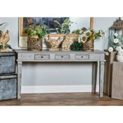 Rustic Mahogany Console Table Gray - Olivia & May
