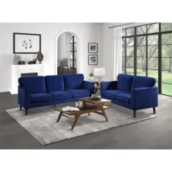 Tolley Velvet Loveseat In Blue - Lexicon