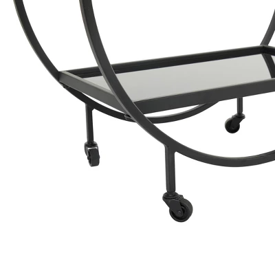 Contemporary Metal Round Bar Cart - Olivia & May 5 Contemporary Metal Round Bar Cart - Olivia & May - Image 5